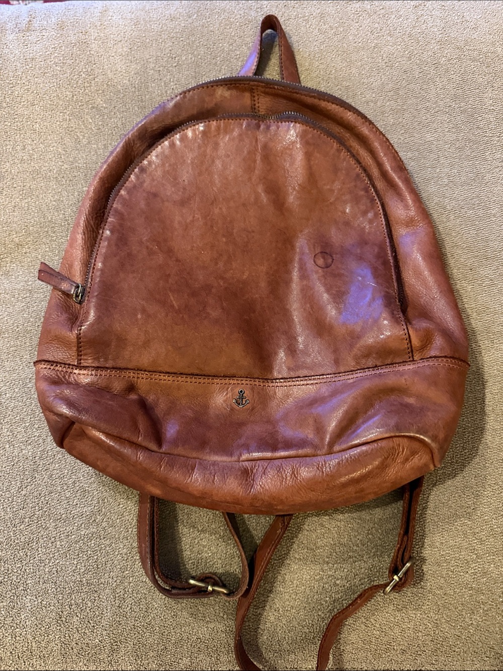 Harbour 2nd Brown Leather Shoulder Backpack Bag (TD)